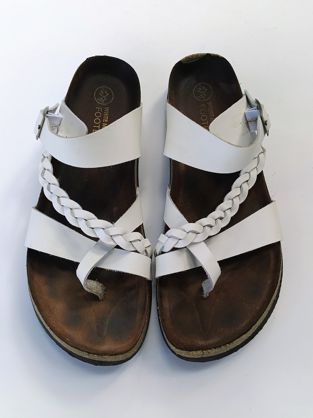 White Mountain Footbeds White Braided Strappy Toe Loop Comfort Sandals Size 11